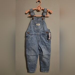 OshKosh Denim Heart Overalls 2T